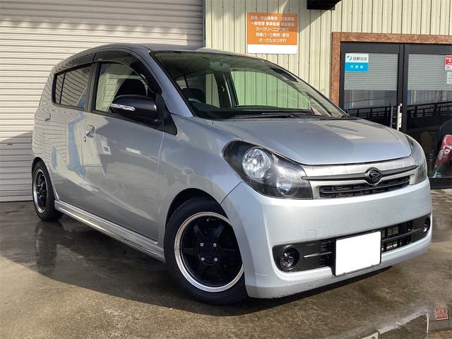 ミラカスタム ＲＳターボ／ウォーターポンプ交換済／新品ダウンサス／　ＮＥＷ加工インナーブラックＨライト／社外１４インチＡＷ／スタッドレスタイヤ付属／スマートドアロック／社外ＨＤＤナビ／ＥＴＣ／キセノンＨ／ドアバイザー／Ｗエアバッグ／ＡＢＳ／色褪せ無し／修復歴無し／（3枚目）