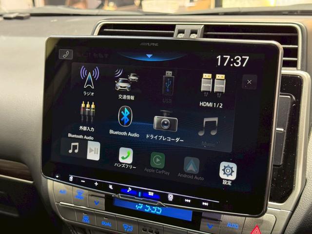 ランドクルーザープラド TX Lパッケージ マットブラックエディション グリルLED アルパインフローティングナビ バックカメラ ETC サンルーフ ルーフレール 寒冷地仕様 アルパインツィーターキット アルパインデジタルミラー イグラ2 リフトアップ リアフィルム(40枚目)