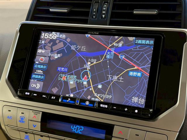 ランドクルーザープラド 　アルパイン９インチナビ　３６０°ドライブレコーダー　サンルーフ　バックカメラ　リアフィルム　ルーフレール　シートヒーター　シートクーラー　純正バイザー　レーダークルーズコントロール　純正ホイール（44枚目）