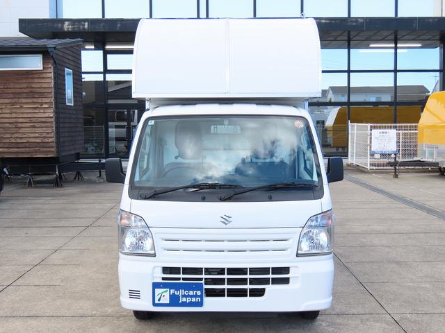 キャリイトラック キッチンカー 移動販売車 8ナンバー 200L給排水タンク 3槽シンク 100V冷蔵庫 換気扇 外部電源 ミラー型ドラレコ ACコンセント 集中ドアロック 2025年タイヤ キーレス オートライト(2枚目)