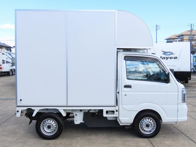 キャリイトラック キッチンカー 移動販売車 8ナンバー 200L給排水タンク 3槽シンク 100V冷蔵庫 換気扇 外部電源 ミラー型ドラレコ ACコンセント 集中ドアロック 2025年タイヤ キーレス オートライト(5枚目)