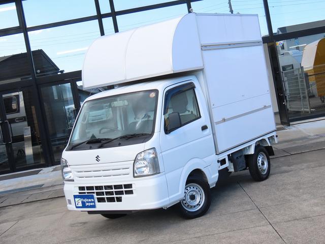 キャリイトラック キッチンカー 移動販売車 8ナンバー 200L給排水タンク 3槽シンク 100V冷蔵庫 換気扇 外部電源 ミラー型ドラレコ ACコンセント 集中ドアロック 2025年タイヤ キーレス オートライト(42枚目)