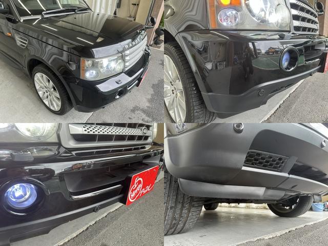 レンジローバースポーツ ４．２　Ｖ８　スーパーチャージド　サンルーフ　パーフォレーション黒革シート　ｈａｒｍａｎ／ｋａｒｄｏｎサウンドシステム　純正ナビ　前席　後席左右シートヒーター　ＥＴＣ　前後ソナー　Ｔタイヤ　純正２０インチＡＷ　ＨＩＤヘッド　ＨＩＤフォ（15枚目）
