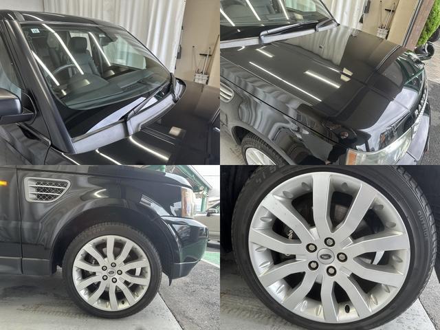 レンジローバースポーツ ４．２　Ｖ８　スーパーチャージド　サンルーフ　パーフォレーション黒革シート　ｈａｒｍａｎ／ｋａｒｄｏｎサウンドシステム　純正ナビ　前席　後席左右シートヒーター　ＥＴＣ　前後ソナー　Ｔタイヤ　純正２０インチＡＷ　ＨＩＤヘッド　ＨＩＤフォ（17枚目）