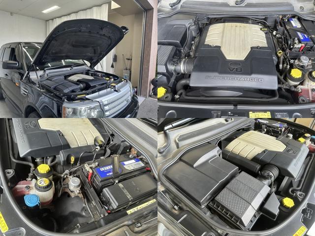 レンジローバースポーツ ４．２　Ｖ８　スーパーチャージド　サンルーフ　パーフォレーション黒革シート　ｈａｒｍａｎ／ｋａｒｄｏｎサウンドシステム　純正ナビ　前席　後席左右シートヒーター　ＥＴＣ　前後ソナー　Ｔタイヤ　純正２０インチＡＷ　ＨＩＤヘッド　ＨＩＤフォ（60枚目）