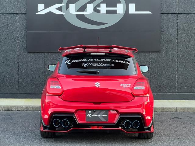 スイフトスポーツ ベースグレード ユーザー買取車/KUHLフルカスタムコンプリート/KUHLエアロ6点(フロント,サイド,リア,GTウィング,アイライン)/KUHL4テールスラッシュマフラー/VERZ18インチホイール/TEIN車高調(8枚目)