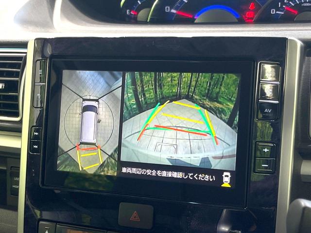 タント カスタムRS トップエディションリミテッドSAIII 禁煙車 両側電動ドア 純正SDナビ 全周囲カメラ 衝突被害軽減システム ハーフレザーシート シートヒーター ドラレコ コーナーセンサー スマートキー LEDヘッド ビルトインETC 純正15インチAW(5枚目)