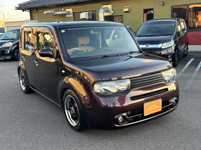 キューブ 15X Vセレクション ETC バックカメラ TV アルミホイール スマートキー アイドリングストップ 電動格納ミラー CVT 盗難防止システム 衝突安全ボディ ベンチシート ABS CD USB ローダウン車高調 ホイール(6枚目)