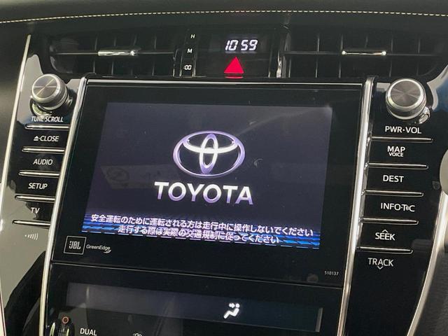 ハリアー プレミアム　アドバンスドパッケージ　純正９型ナビ　バックカメラ　ＪＢＬサウンド　衝突被害軽減システム　レーダークルーズ　禁煙車　電動リアゲート　パワーシート　コーナーセンサー　スマートキー　ＬＥＤヘッド　ビルトインＥＴＣ（3枚目）