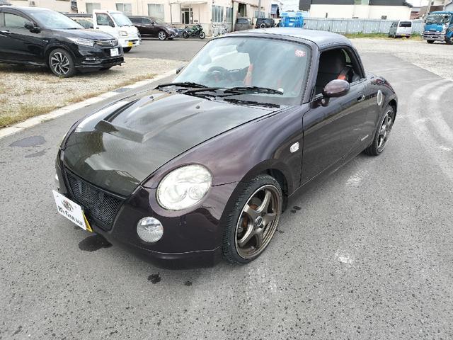 コペン アルティメットエディションII 社外ホイール・カーボンボンネット・レザー調シートカバー・社外ナビ・オープン動作OK(3枚目)