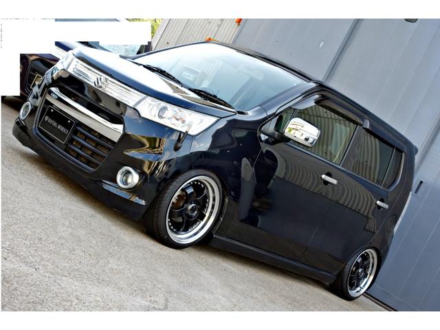 ワゴンＲスティングレー Ｔ　カスタム車輛　車高調　リアアクスル　ステルスレーシング１６ＡＷ　ｍｏｎｓｔｅｒＳＰＯＲＴマフラー　クラリオンナビ　Ｂｌｕｅｔｏｏｔｈ　バックカメラ　ドラレコ　シートカバー　サブウーハー　スマートキー（15枚目）