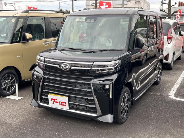 タント カスタムＸ　バックカメラ　両側電動スライドドア　クリアランスソナー　衝突被害軽減システム　オートライト　ＬＥＤヘッドランプ　スマートキー　アイドリングストップ　電動格納ミラー　シートヒーター　ＣＶＴ（2枚目）