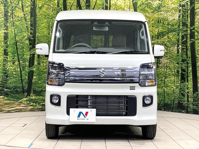 エブリイワゴン PZターボスペシャル 届出済未使用車 電動オートステップ 両側電動ドア 衝突軽減 コーナーセンサー シートヒーター LEDヘッド オートライト オートエアコン フロントフォグ スマートキー 革巻きステアリング 純正アルミ(14枚目)