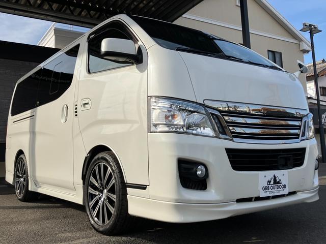 NV350キャラバンバン ロングライダープレミアムGXターボ ナビTV/バックモニター/ETC車載器/フルエアロ/エマージェンシーブレーキ/ローダウン/社外アルミ/デイライト/HIDヘッドライト/ベッドキット/サイドバイザー/スマートキー&プッシュスタート(9枚目)