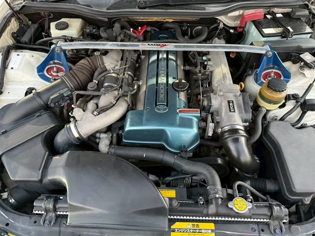 アリスト V300ベルテックスエディション 禁煙車 タイミングベルト交換済 サンルーフ 黒革シート フルエアロ HKS車高調 ブリッツマフラー クスコタワーバー ターボタイマー イカリングヘッド LEDテール 16インチメッキアルミ 純正ナビ(20枚目)