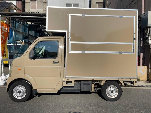 キャリイトラック キッチンカー.移動販売車.ケータリングカー.フードトラック(B) /前方収納.側面・後方跳上扉&テーブル.サッシ.ドア.2層シンク&タンク.換気扇.床.照明.外部内部電源(41枚目)