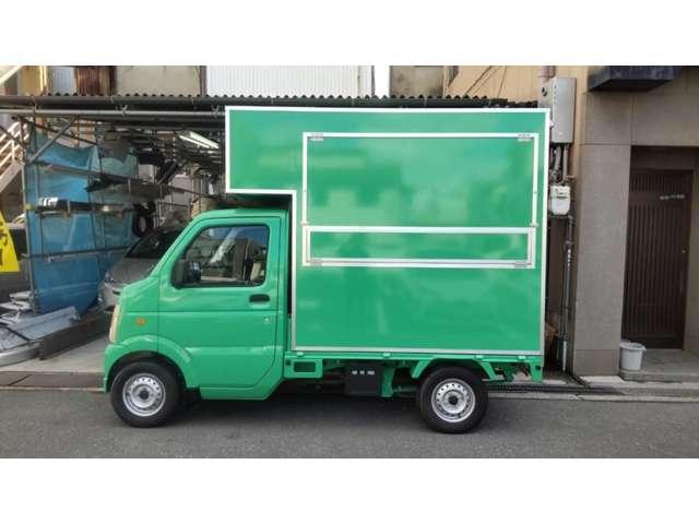 キャリイトラック キッチンカー.移動販売車.ケータリングカー.フードトラック(B) /前方収納.側面・後方跳上扉&テーブル.サッシ.ドア.2層シンク&タンク.換気扇.床.照明.外部内部電源(44枚目)