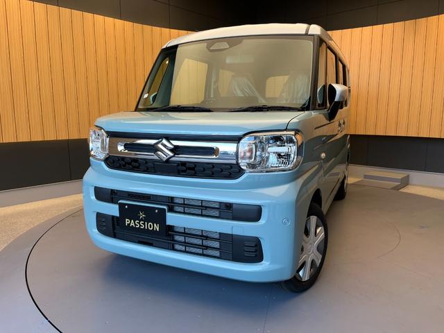 スペーシア ハイブリッドＸ　届出済未使用車　両側電動スライドドア　衝突被害軽減ブレーキ　コーナーセンサー　スマートキー　シートヒーター　ＬＥＤヘッドライト　電動格納ドアミラー　アイドリングストップ　オットマン　ベンチシート（3枚目）
