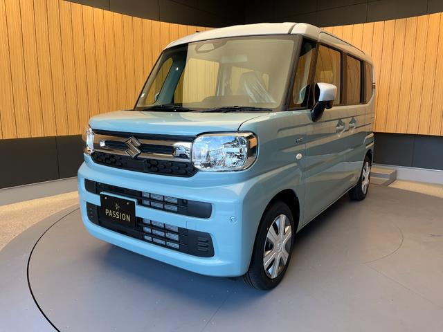スペーシア ハイブリッドＸ　届出済未使用車　両側電動スライドドア　衝突被害軽減ブレーキ　コーナーセンサー　スマートキー　シートヒーター　ＬＥＤヘッドライト　電動格納ドアミラー　アイドリングストップ　オットマン　ベンチシート（4枚目）