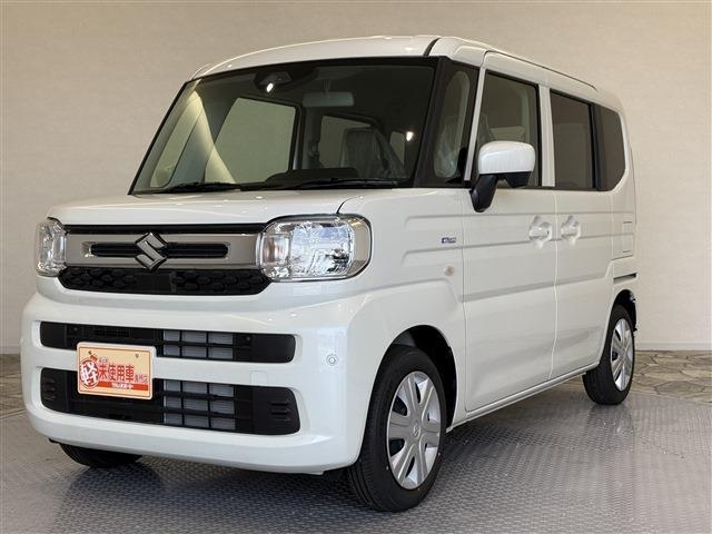 スペーシア ハイブリッドG 届出済未使用車/条件付新品ナビETCドラレコ/衝突軽減ブレーキ/スマートキー/プッシュスタート/両側スライドドア/ベンチシート/盗難防止/オートエアコン/オートライト/ヘッドライトレベライザー(3枚目)