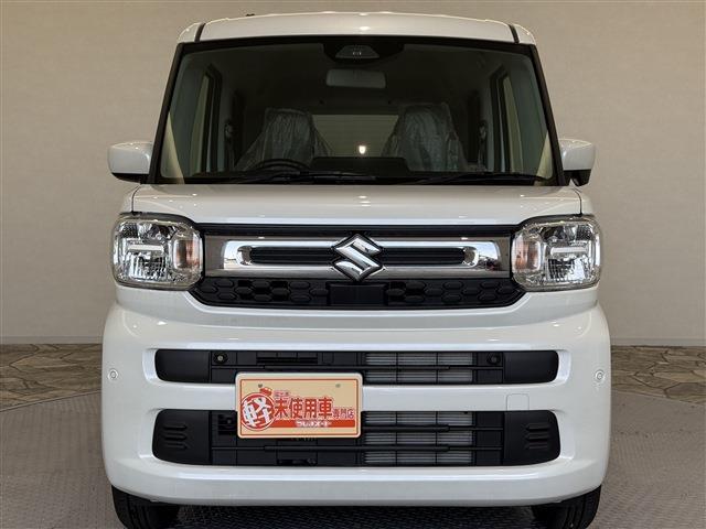 スペーシア ハイブリッドG 届出済未使用車/条件付新品ナビETCドラレコ/衝突軽減ブレーキ/スマートキー/プッシュスタート/両側スライドドア/ベンチシート/盗難防止/オートエアコン/オートライト/ヘッドライトレベライザー(5枚目)