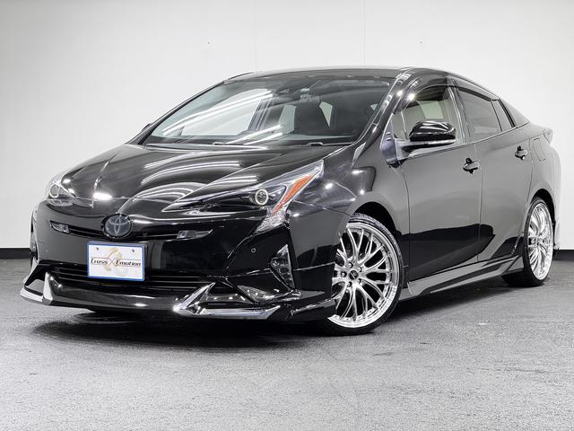 プリウス Sセーフティプラス LED付新品モデリスタ仕様フルエアロ イカリング&キャンディブラックCライト&テール ブラックCエンブレム 新品アルミ&新品タイヤ プッシュEGスタート スマートKEY ブラックレザーカスタム(30枚目)