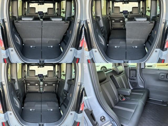 N-BOXカスタム コーディネートスタイル リア左右パワースライドドア 運転席&助手席シートヒーター コンビニフック付シートバックテーブル(運転席&助手席) 左右独立式リアセンターアームレスト グレーステッチ本革巻ス(15枚目)