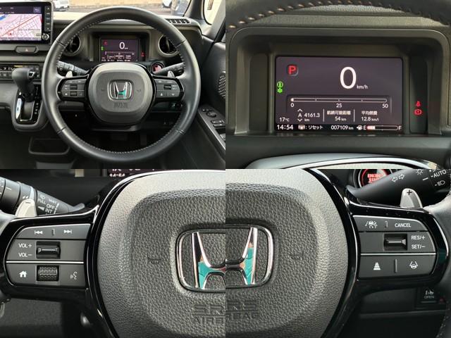 N-BOXカスタム ターボ リア左右パワースライドドア 運転席&助手席シートヒーター マルチビューカメラシステム パドルシフト 左右独立式リアセンターアームレスト シートバックテーブル 本革巻ス(5枚目)