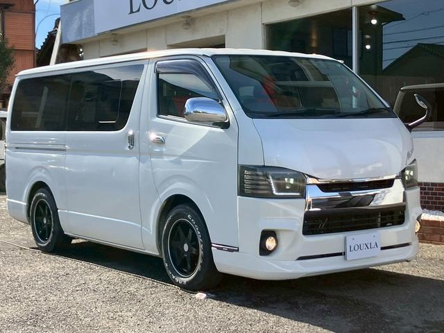 レジアスエースバン ロングスーパーＧＬ　フルフラットベットキッド　フロントエアロ　赤×黒ツートンレザー調シートカバー　ケンウッドナビ　フルセグＴＶ　Ｂｌｕｅｔｏｏｔｈ接続　社外ヘッドライト・テールライト　ＡＵＴＯライト　ＥＴＣ（21枚目）