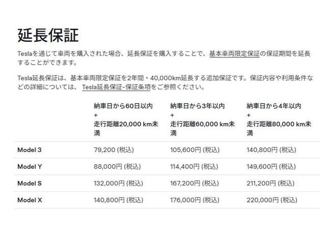 延長保証はスマートフォンのＴｅｓｌａ　アプリから購入できます。