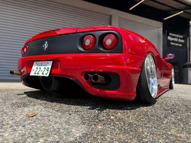 360 モデナ プラジス製4輪独立エアサス リバレル深リムホイール ワンオフチタンマフラー 19インチリバレルホイール 深リムアウトストラーダモデナ F1マチック TCU書き換え済み(2枚目)