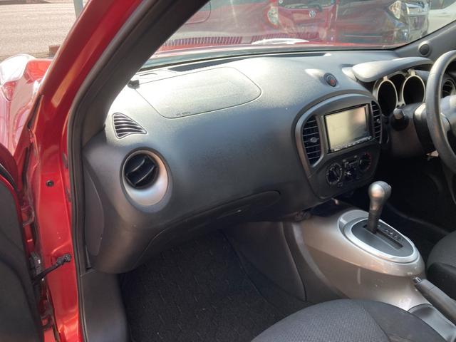 ジューク １５ＲＳ　タイプＶ　整備＆保証付／走行６６２００Ｋｍ／社外メモリーナビ（ＴＶ／ＣＤ／ＳＤ／Ｂｌｕｅｔｏｏｔｈ）／バックカメラ／キーレスキー／プライバシーガラス／電動格納式ドアミラー／内装色：ブラック／コンソール：グレー（45枚目）