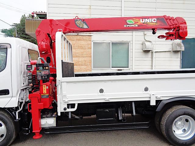 デュトロ  ユニック車 クレーン付きトラック 標準ロングロング3トン 2.9t吊 ワイドアウトリガー ユニック4段 ラジコン フックイン 荷台内寸L370cmxW178cmxH38cm 床木 煽り穴3対(6枚目)