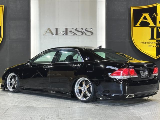 クラウン アスリート 200系 後期モデル 2500cc レギュラーガソリン車 Bluetoothオーディオ対応 黒革シート 新品車高調 新品タイヤ 新品19インチホイールALESSオリジナルカラー ハーフエアロ(3枚目)
