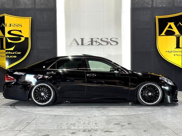 クラウン アスリート　２００系後期モデル　黒革シートサンルーフ　Ｂｌｕｅｔｏｏｔｈオーディオ対応　レギュラーガソリン　ＡＩＭＧＡＩＮフルエアロ　カールソン２０インチ　ＡＩＭＧＡＩＮマフラー　コンビステアリング　ＲＳＲ車高調（32枚目）