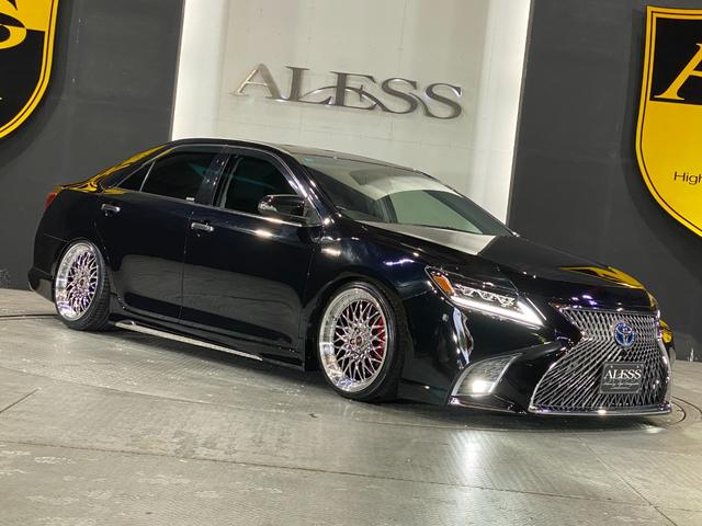 カムリ ハイブリッド　Ｇパッケージ　スピンドルバンパー　ＬＥＤ３眼ヘッドライト　フルタップ車高調　新品アレスメッキ１９インチホイール　サイド・リアハーフエアロ　ＳＤナビ　ルームミラー型ドライブレコーダー（69枚目）
