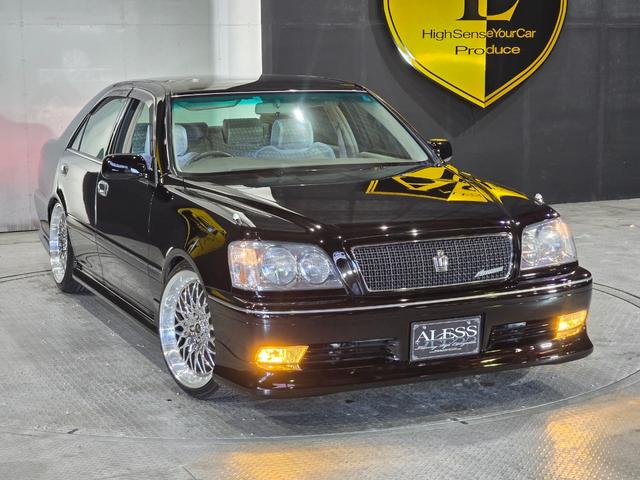 クラウン アスリートG ハーフフルエアロ ブラック全塗装 新品エアロ 新品車高調 新品ALESSメッキ19インチホイール 走行距離5万2千キロ(2枚目)