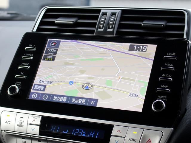 ランドクルーザープラド ＴＸ　Ｌパッケージ・ブラックエディション　寒冷地　後期型　セーフティセンス　純正９型ナビ　マルチテレインモニター　ブラインドスポットモニター　専用Ｒ１８アルミ　ブラックルーフレール　ツインバッテリー　シートベンチレーション　黒革（8枚目）