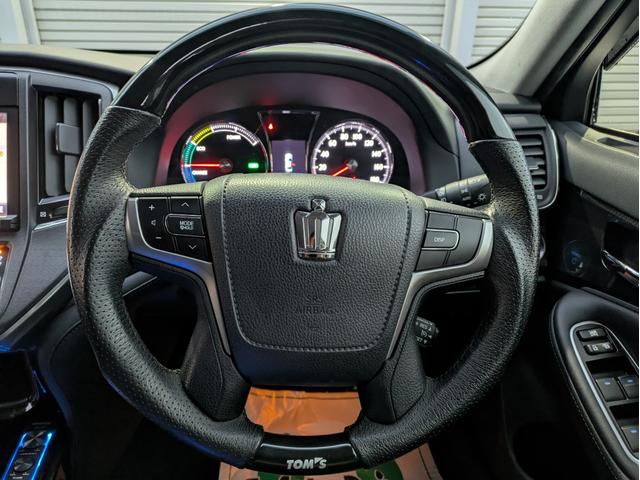 クラウンハイブリッド アスリートS Four ブラックスタイル 4WD ワンオーナー 寒冷地仕様 純正ナビ フルセグTV バックカメラ 社外ハーフスポイラー 車高調 TOMSステア クルーズコントロール シートヒーター パワーシート ETC MTモード(14枚目)