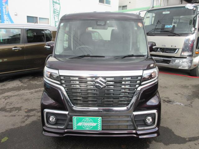 スペーシアカスタム ハイブリッドXS 4WD ナビTV DVD/BT ETC 前後ドラレコ エンスタ 両側オートスライド ハーフレザーS LEDライト&フォグ ACCライナー DブレーキS サイドエアバック 革巻ステア・SW Pテーブル(2枚目)