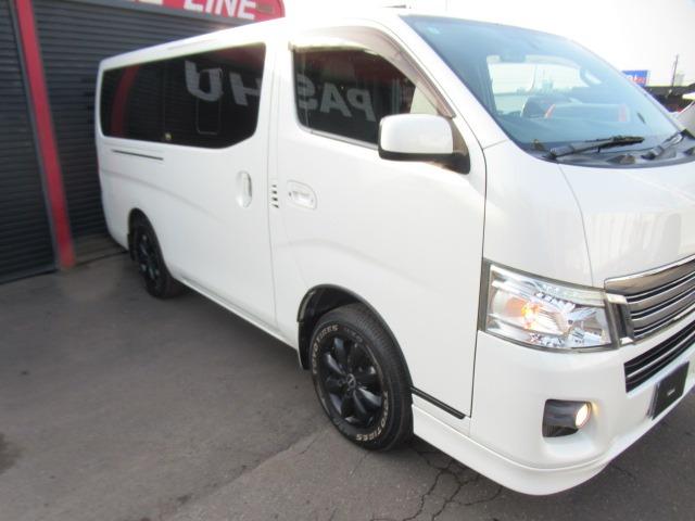 ＮＶ３５０キャラバンバン ロングライダープレミアムＧＸターボインテリア　マットブラック　特別限定車　ＨＤＤナビ地デジＴＶバックカメラＢｌｕｅｔｏｏｔｈインテリアキーレス　アンダ－エアロ　レザーＰＫシートカバー　ライダーメッキ　ＨＩＤフォグ　ブラックスポーク１６ＡＷ　クッションベットキット（2枚目）