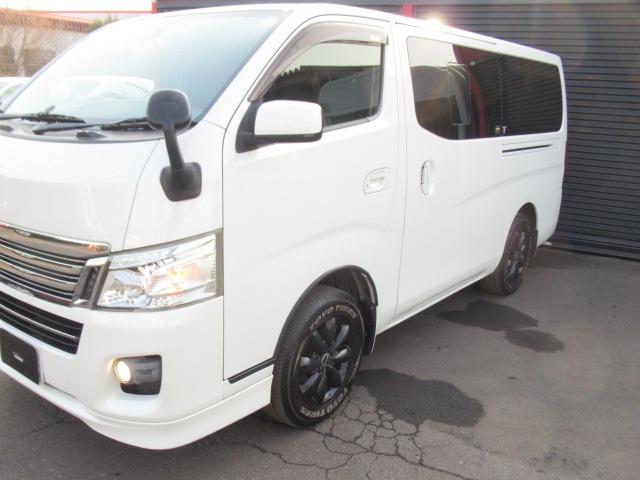 ＮＶ３５０キャラバンバン ロングライダープレミアムＧＸターボインテリア　マットブラック　特別限定車　ＨＤＤナビ地デジＴＶバックカメラＢｌｕｅｔｏｏｔｈインテリアキーレス　アンダ－エアロ　レザーＰＫシートカバー　ライダーメッキ　ＨＩＤフォグ　ブラックスポーク１６ＡＷ　クッションベットキット（4枚目）