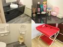 女性用トイレにはオムツ交換台やキッズ用トイレ等ママには嬉しい設備を用意してます。各種アメニティーも揃っておりますよ♪