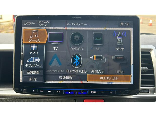 ハイエースワゴン ＧＬ　４ＷＤ　１０人乗　衝突被害軽減ＴＳＳ　Ｐ／Ｓ　電動格納メッキドアミラ　アルパイン１１型ＳＤナビ　フルセグＴＶ　パノラミックビュー　ＨＤＭＩ　社外ＬＥＤヘッドライト　ローダウン　エンスタ　ＥＴＣ　寒冷地（25枚目）