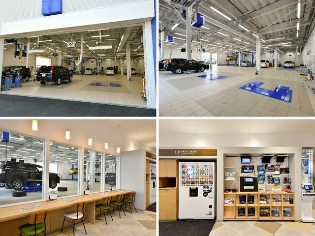 大型の工場を併設しており、車検から日常点検まで安心してお任せいただける環境を整えております。ナビ・ドライブレコーダー等各種部品の取り付けも承っており、デモ機で使用感を確認いただく事も可能です。