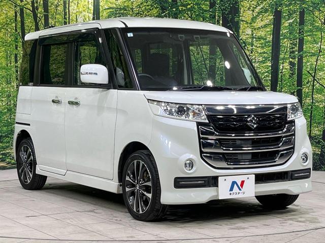 スペーシアカスタムZ ターボ 4WD ターボ 両側電動ドア メモリーナビ 全周囲カメラ デュアルカメラブレーキサポート 禁煙車 シートヒーター スマートキー HIDヘッド ビルトインETC クルコン 車線逸脱警報 誤発進抑制機能(16枚目)