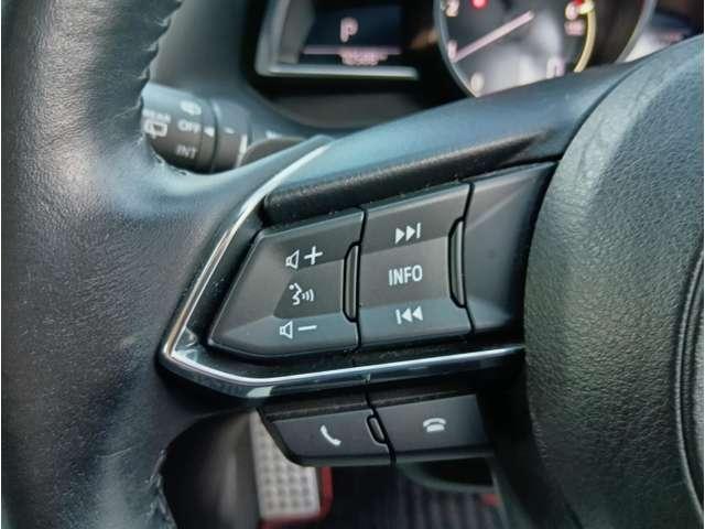 自ら操るハンドル！ドライバーの生命線です。目線を大きくそらすことなくボタンの操作を行うことができるので、安全にも配慮できますね。