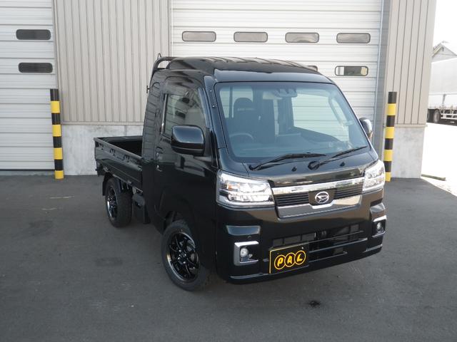 ハイゼットトラック ジャンボエクストラ　届け出済み未使用車／１５インチ新品アルミ／ＹＯＫＯＨＡＭＡジオランダ－新品／ハードカーゴスエード調シートカバー／リアゲートキャリア３００ＭＭ延長／ディスプレイオーディオ／バックモニター／ストロング防錆（2枚目）