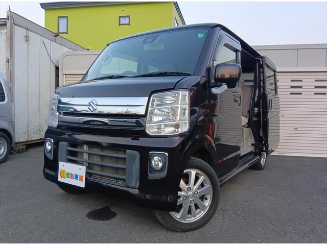 エブリイワゴン ＰＺターボ　４ＷＤ　標準ルーフ　衝突軽減ブレーキ　　片側パワースライドドア　スマートキー　ＥＴＣ　シートヒーター　ＨＩＤヘッドライト　純正アルミホイール　誤発進抑制装置　横滑り防止装置（2枚目）