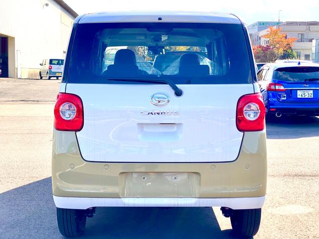 ムーヴキャンバス ストライプスX 届出済み未使用車 スマートアシスト 両側電動スライドドア イージークローザー スマートキー プッシュスタート ハロゲンヘッドライト 電動格納ミラー オーディオレス クリアランスソナー フルタイム4WD(6枚目)